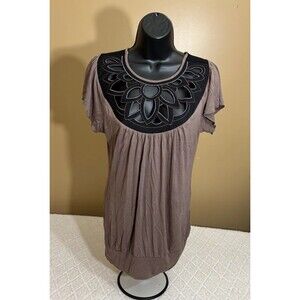 Vintage Wet Seal USA Made Women’s Brown Floral Open Neck Top Size L